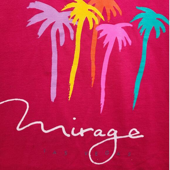 Mirage Las Vegas Vintage Jerzees Palm Tree Graphic Men’s 80s Single Stitch Tee - Picture 7 of 12